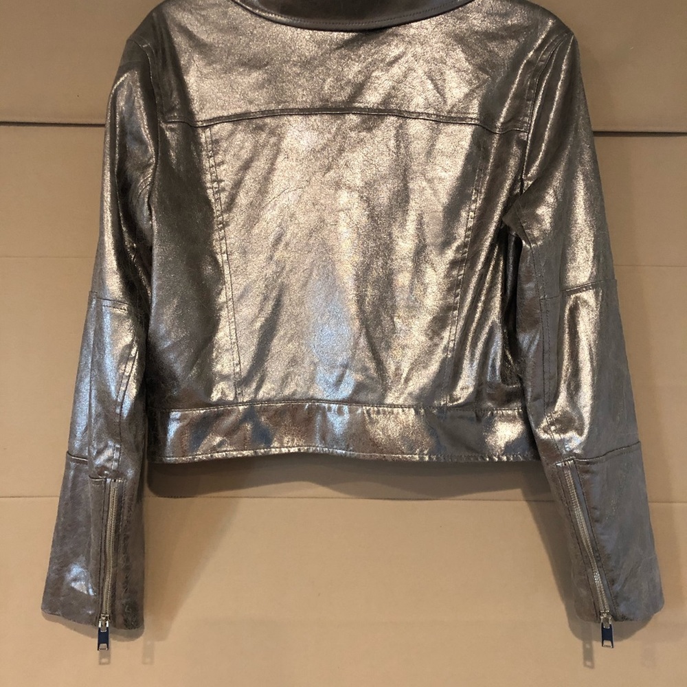 H&M silver moto crop jacket